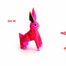 Set Of 3 Small Alebrijes Similar Color - thumbnail 2