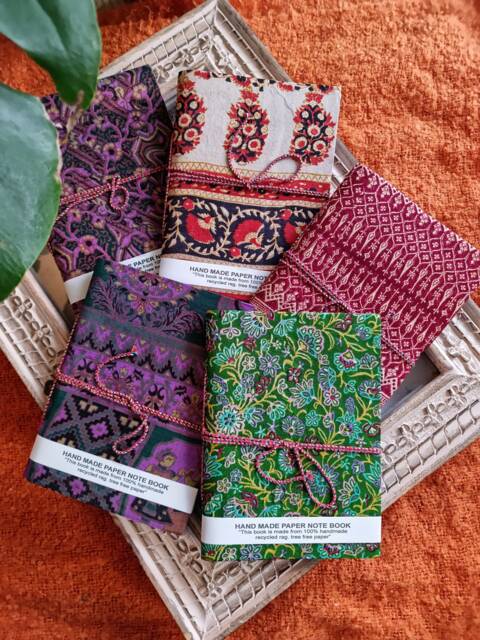 Set Of 3 Recycled Paper Cotton Silk Handmade Notebook Journal A6 - Eco-Friendly Christmas Gift Idea- Dream Manifestation Recorder - image 1