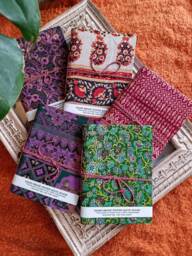 Set Of 3 Recycled Paper Cotton Silk Handmade Notebook Journal A6 - Eco-Friendly Christmas Gift Idea- Dream Manifestation Recorder - thumbnail 1