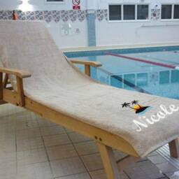 Personalised Embroidered Sun Lounger Towels, Mocha, Med Blue, Fuchsia, Bed Holiday Towels - thumbnail 3