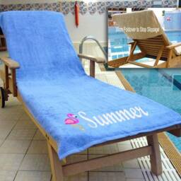 Personalised Embroidered Sun Lounger Towels, Mocha, Med Blue, Fuchsia, Bed Holiday Towels - thumbnail 2