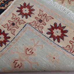 4x6 Afghan Rug, Turkish Geometric Design Faded Wool Area Natural Dyes Beige Light Blue Floral Oriental Tribal Living Room Rug - thumbnail 4