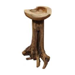 Teak Root Bird Bath - 100cm Tall - Hand Carved, Natural Wood - thumbnail 2