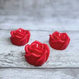 Valentines Candles, Valentines Scent, Rose Red Carved Gift For Her , Candle Set, Gift, Set Of 3, Vegan - thumbnail 3