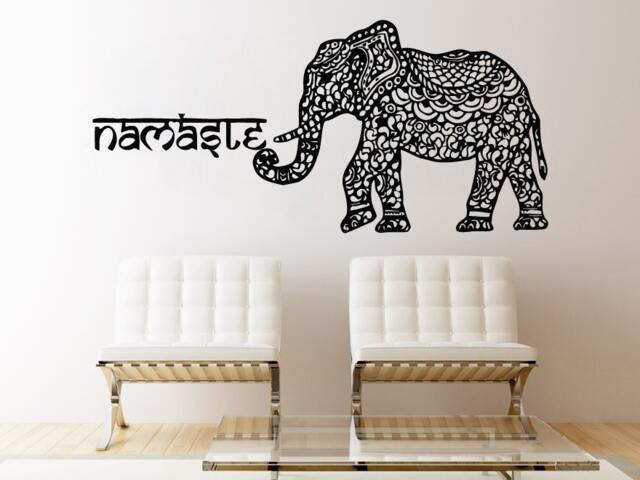 Wall Decals Elephant Namaste Yoga India Patterns Tribal Buddha Ganesh Decal Vinyl Sticker Home Art Bedroom Decor Murals Ms688 - image 1
