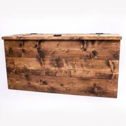 Country Rosemary Chest -By Dab Chic & Vintage/Rustic Farmhouse Wooden Blanket Box Toy Storage Trunk Antique Wood Solid Industrial Steel - thumbnail 3