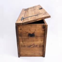 Country Rosemary Chest -By Dab Chic & Vintage/Rustic Farmhouse Wooden Blanket Box Toy Storage Trunk Antique Wood Solid Industrial Steel - thumbnail 2