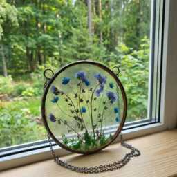 Forget-Me-Not Pressed Flower Suncatcher Stained Glass Window Decor - thumbnail 3