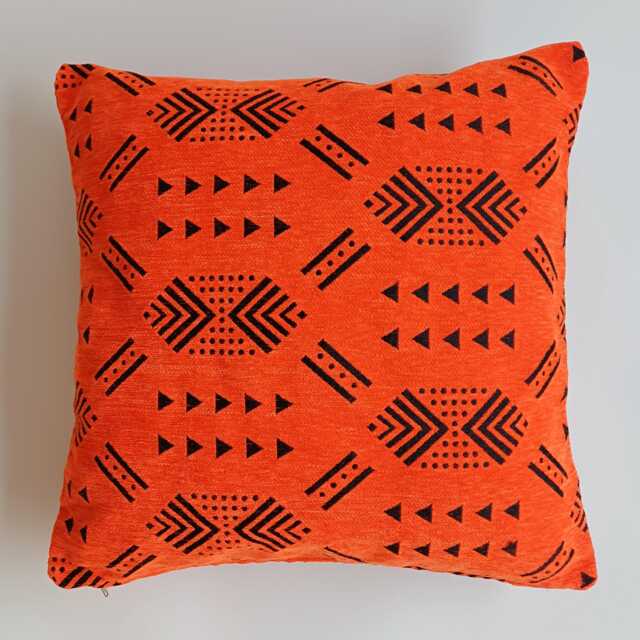 Moroccan Velvet Cushion Cover, Handmade Brocade Orange Pillow Case, Decorative 20''x20''/50x50 cm - image 1