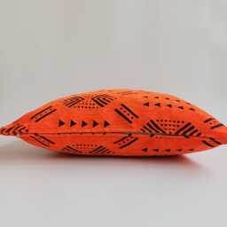 Moroccan Velvet Cushion Cover, Handmade Brocade Orange Pillow Case, Decorative 20''x20''/50x50 cm - thumbnail 3