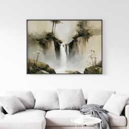 Forest Waterfall Poster, Green Landscape Print, Nature Wall Art, Paper - thumbnail 2
