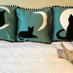 Cat & Moon Decorator Pillow Cover - thumbnail 4