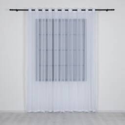 Grommet Sheer Curtains, Modern Linen Look White Color Tulle, Custom Size Panels - thumbnail 2