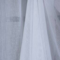 Grommet Sheer Curtains, Modern Linen Look White Color Tulle, Custom Size Panels - thumbnail 3