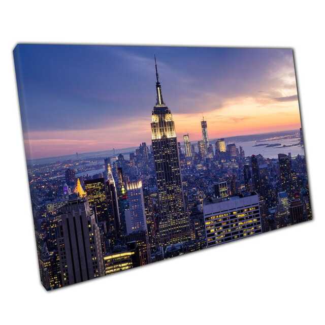 New York City Skyline Canvas Print Sunset Skyscrapers Wall Art For Home & Office Decor - image 1