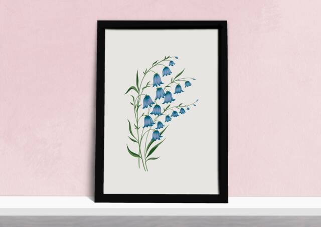 English Bluebells Art Print - Minimalist Blue Floral Illustration Simple Watercolour Botanical Gift For Gardeners Her - image 1