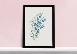 English Bluebells Art Print - Minimalist Blue Floral Illustration Simple Watercolour Botanical Gift For Gardeners Her - thumbnail 1