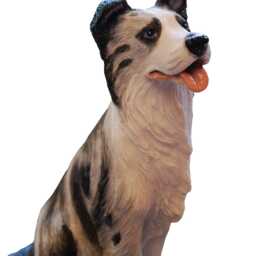 Blue Merle Border Collie Figurine, 6 Inch Tall, Handmade Resin Sculpture, Fine Detail & Texture With Joyful Expression - thumbnail 4