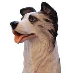 Blue Merle Border Collie Figurine, 6 Inch Tall, Handmade Resin Sculpture, Fine Detail & Texture With Joyful Expression - thumbnail 3
