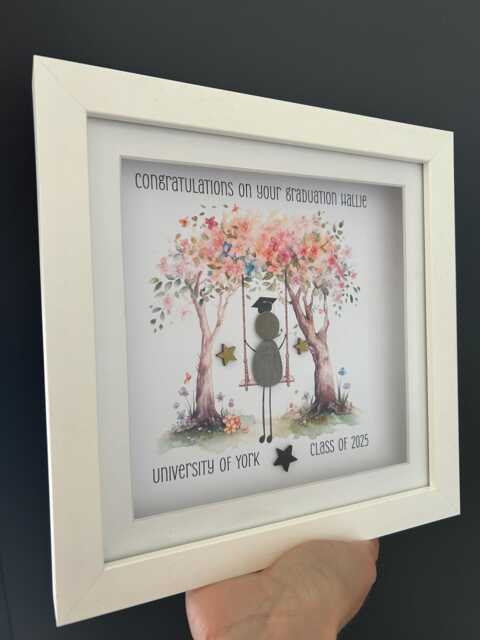 Personalised Graduation Gift, Pebble Art Frame, Unique Gift For Graduating, Keepsake Graduation, Wall Art, Framed Sentimental - image 1