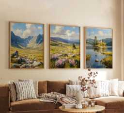 Set Of 3 Cairngorms National Park Posters, Scottish Landscape Wall Art, Nature Print Set, Mountain Decor, Modern Travel Artwork, UK Style - thumbnail 1