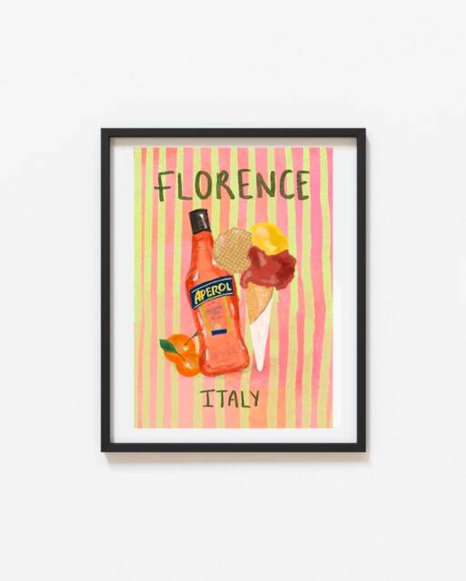 Florence Italy Art Print Colorful Summer Travel Poster - Unframed