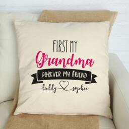 First My Grandma Forever Friend Cushion Cover/Personalised Gift With Grandchildren's Names Nanny, Granny, Nana, Mimmy - thumbnail 1