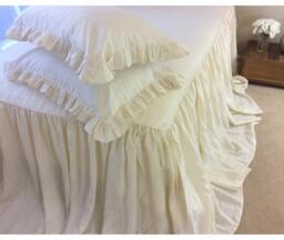 Bedspread Cream Linen Bedspread, Cream Bedding, Bed Cover, Shabby Chic Queen King Bedspread - thumbnail 1