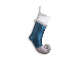 Handmade Turquoise Christmas Stocking - Silver Elf Jester Decor - thumbnail 1