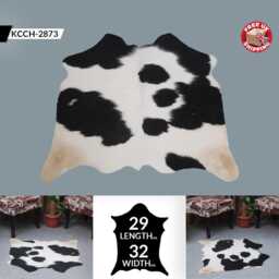 Small Black & White Cowhide Rug Natural Hair-On Leather Decor - 29x32 Inches - thumbnail 2