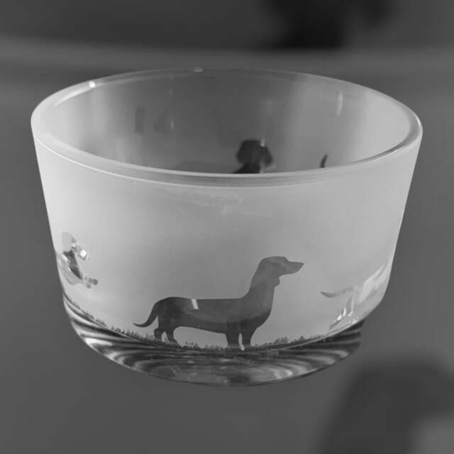 Dachshund Bowl - Clear Glass Bowl With Dachshund Frieze Design Gift Idea - image 1