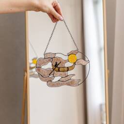 Fused Glass Suncather Rover in Clouds. Kitchen Decor, Funny Wall Sun Catcher, Nursery Window Hangings, Mother's Gift - thumbnail 4