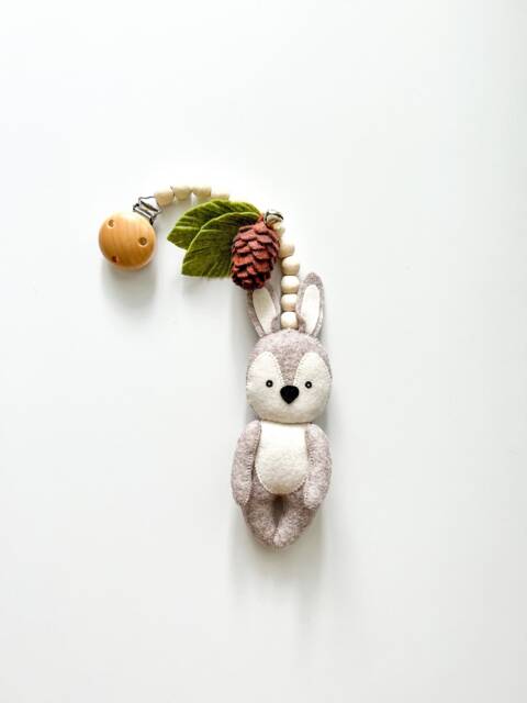 Rabbit Stroller Toy, Rabbit Mobile, Accessory, Lanyard, Montessory Pram Felt Neutral Gender Gift - image 1