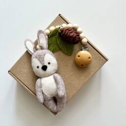 Rabbit Stroller Toy, Rabbit Mobile, Accessory, Lanyard, Montessory Pram Felt Neutral Gender Gift - thumbnail 4