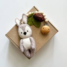 Rabbit Stroller Toy, Rabbit Mobile, Accessory, Lanyard, Montessory Pram Felt Neutral Gender Gift - thumbnail 2