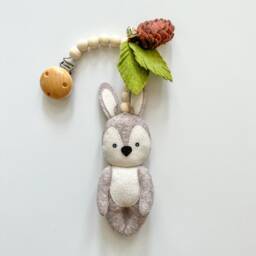 Rabbit Stroller Toy, Rabbit Mobile, Accessory, Lanyard, Montessory Pram Felt Neutral Gender Gift - thumbnail 3