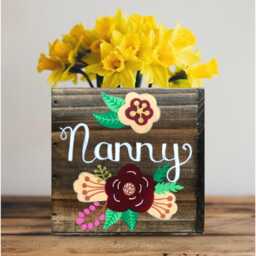 Personalized Floral Wood Planter Gift For Mom, Nana - thumbnail 2