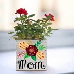 Personalized Floral Wood Planter Gift For Mom, Nana