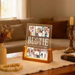 Personalized Photo Night Light Plaque, Couple Lamp, Anniversary Gift, Custom Led Light, Christmas Gift For Her Him Family Friends - thumbnail 2