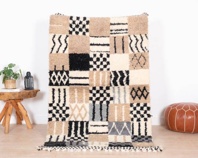 Brown Beni Ourain Rug, Moroccan Rug 3x5 Ft, Authentic Handmade Berber Carpet, Genuine Wool Rug, Area Tapis Berbere, Teppich - image 1