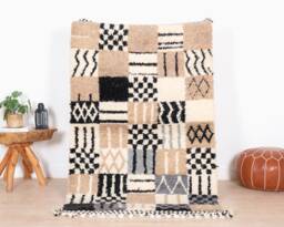 Brown Beni Ourain Rug, Moroccan Rug 3x5 Ft, Authentic Handmade Berber Carpet, Genuine Wool Rug, Area Tapis Berbere, Teppich