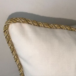 White Linen Cushion Cover, Gold Coin Trim, European Flair - thumbnail 3