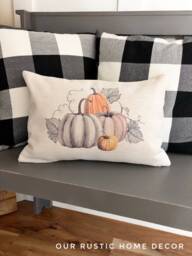 Linen Pumpkin Pillow Cover Farmhouse Autumn Decor - thumbnail 1