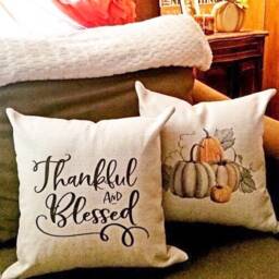Linen Pumpkin Pillow Cover Farmhouse Autumn Decor - thumbnail 3