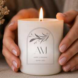 Personalised Wedding Candle - Engraved Soy Wax Favor - Custom Names & Date - thumbnail 1