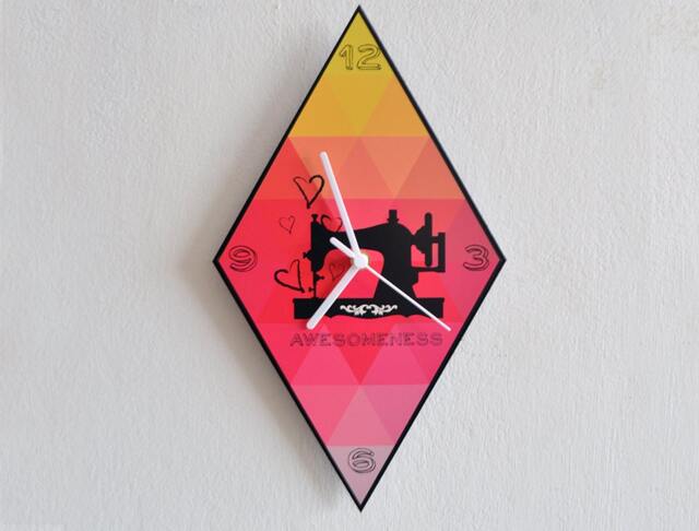 Hipster Sawing Machine - Triangle Pattern Wall Clock - image 1