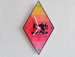 Hipster Sawing Machine - Triangle Pattern Wall Clock - thumbnail 1