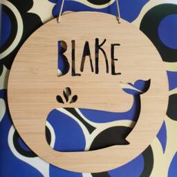 Whale Personalised Wooden Wall/Door Hanging-Wall Hanging-Kids Door Sign-Custom Name-Kids Gift-Baby Gift-Lasercut-Plaque-Nursery Decor - thumbnail 2