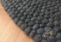 Handmade Wool Felt Ball Rug Charcoal Grey Pebble Design - thumbnail 1