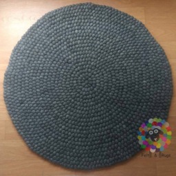 Handmade Wool Felt Ball Rug Charcoal Grey Pebble Design - thumbnail 4